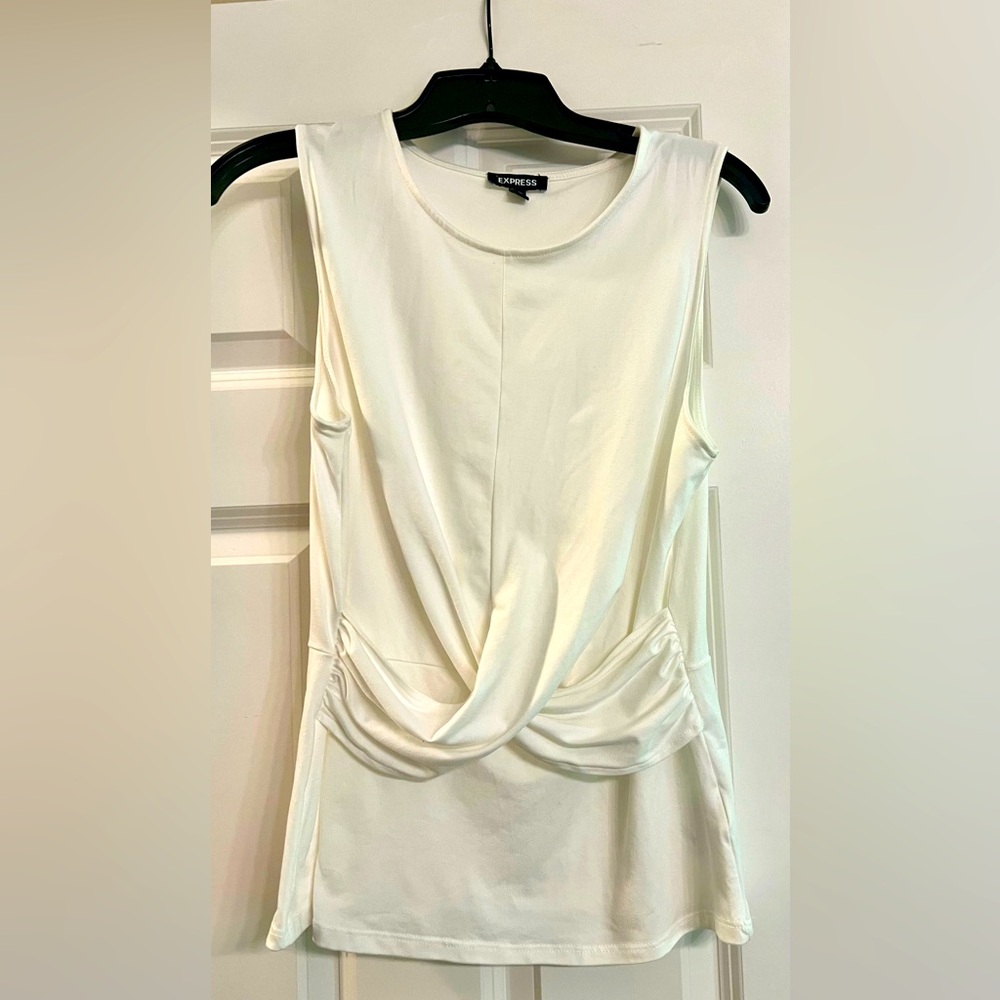 Express Sleeveless Top w Flatter (ruched/belt) Style in Front at Waste. Medium.
